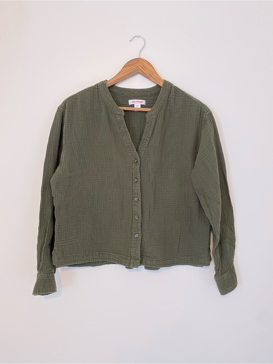 Joe Fresh Tops - Olive Green Button-Front Gauze Blouse
